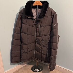 Calvin Klein Plus Size Faux-Fur-Trim Puffer Coat Repel 2°F Warmth Factor